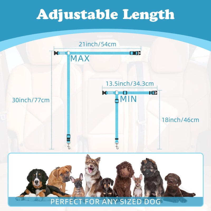 BWOGUE 2 Packs Dog Cat Safety Seat Belt Strap Car Headrest Restraint Adjustable Nylon Fabric Dog Restraints Vehicle Seatbelts Harness - Image 4